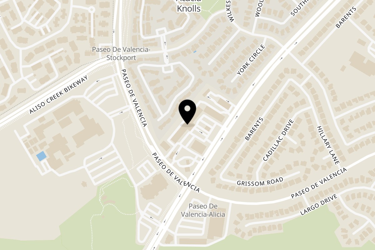 Map showing the location of Kin Sushi on 25381 Alicia Pkwy Ste M in Laguna Hills